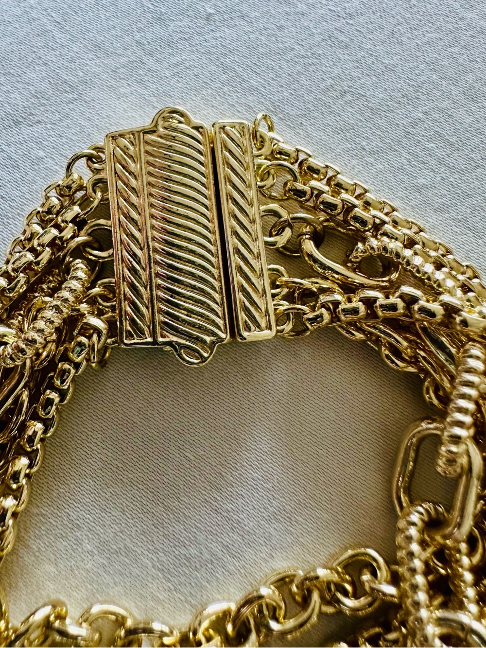 Gold Multi-Row Chain Statement Bracelet - Picture 4 of 4